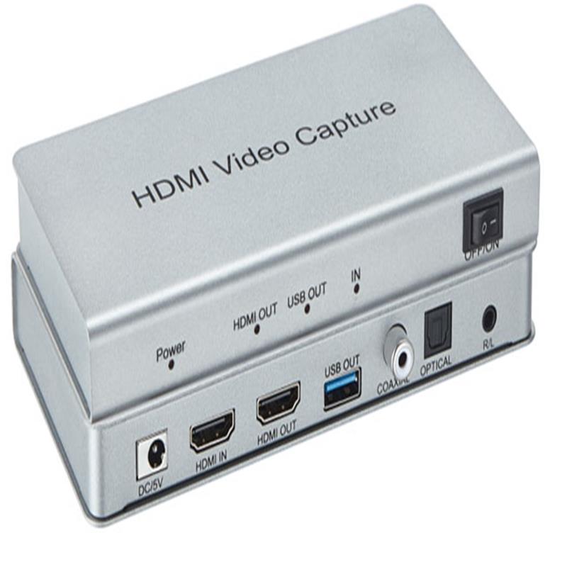 USB 3.0 HDMI التقاط الفيديو مع حلقة HDMI ، متحد المحور ، صوت بصري