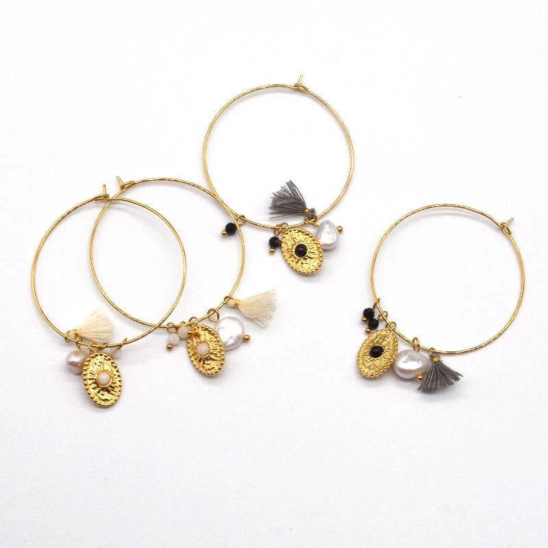 الفولاذ المقاوم للصدأ الذهبي الكلاسيكي المصقول الأقراط أنبوب دائري ، الصين مصنع تجهيز المجوهرات Ruifanbao