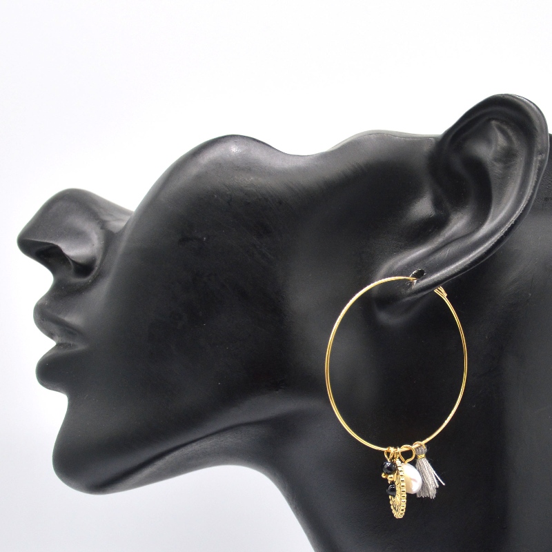 الفولاذ المقاوم للصدأ الذهبي الكلاسيكي المصقول الأقراط أنبوب دائري ، الصين مصنع تجهيز المجوهرات Ruifanbao