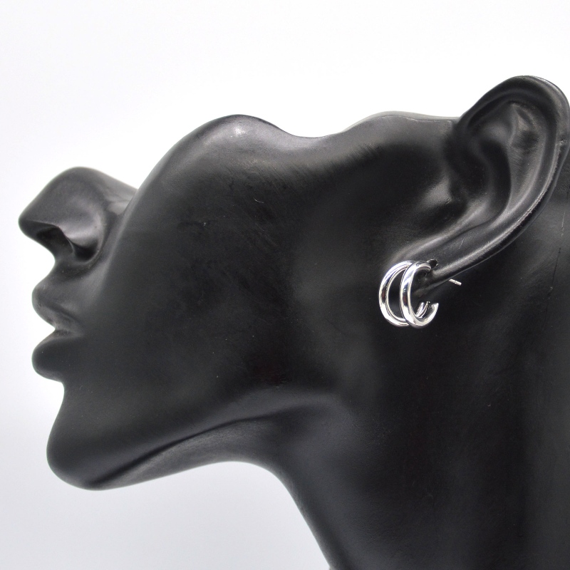 الأقراط الفضية السميكة مزدوجة C- حلقة ريترو هندسية معدنية روك فاسق دائرة مستديرة أقراط متدلية للفتيات الإناث أقراط مجوهرات الصين R...