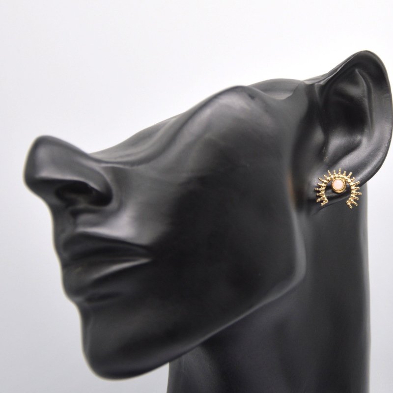 أقراط عقيق مطلية بالذهب ، أقراط نسائية ذهبية من الفولاذ المقاوم للصدأ ، مصنع تجهيز مجوهرات Ruifanbao الصين