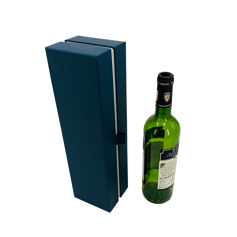 علبة هدية من النبيذ الأزرق الداكن ، علبة هدايا من الشمبانيا فاخرة وأنيقة