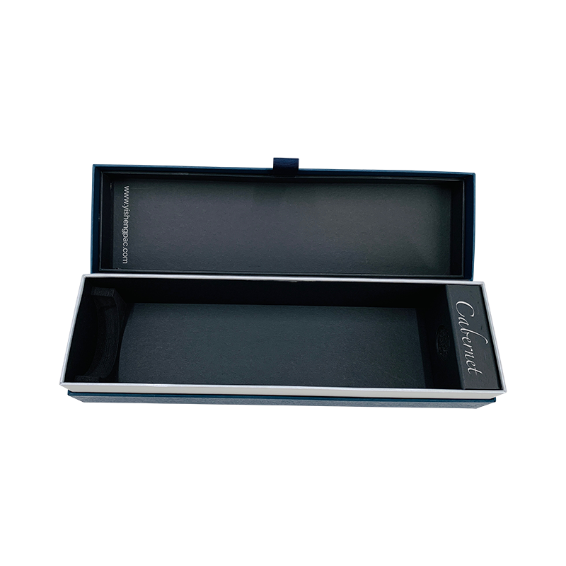 علبة هدية من النبيذ الأزرق الداكن ، علبة هدايا من الشمبانيا فاخرة وأنيقة