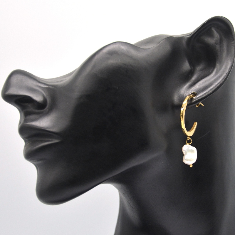 بسيط تقليد لؤلؤة أقراط الذهب على شكل حرف C قلادة أقراط نسائية طويلة قلادة أقراط مجوهرات الصين Ruifanbao مصنع تجهيز المجوهرات