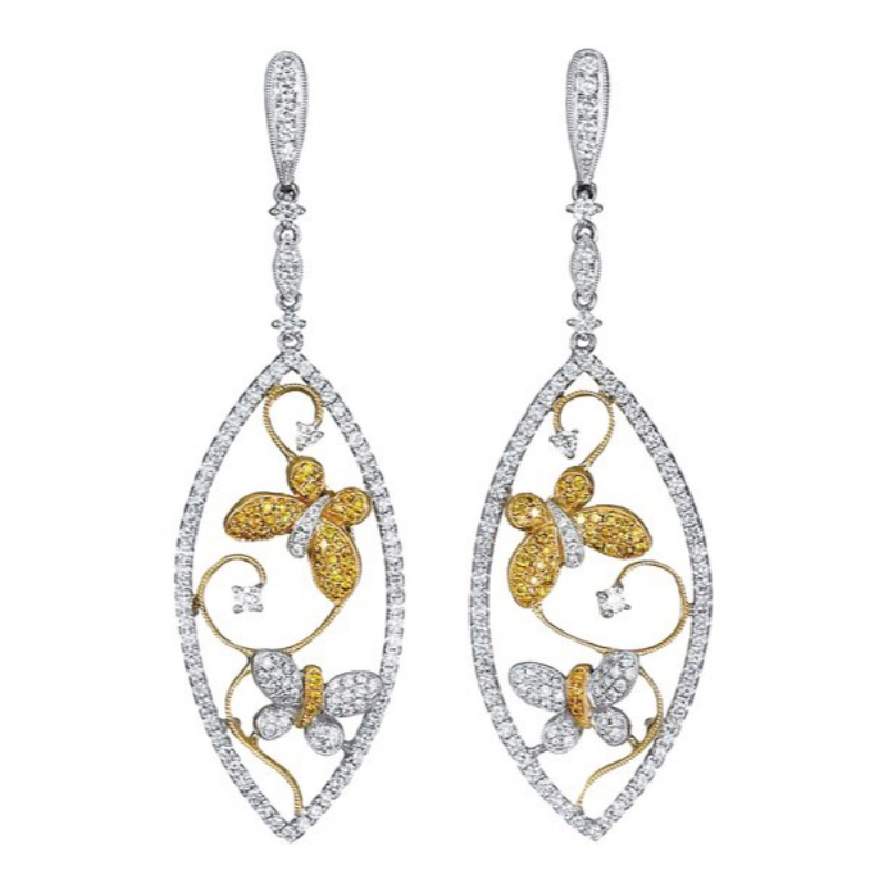 السيدات ورقة الإطار الفريد فراشة قلادة أقراط الماس أجنحة الفراشة مرصعة الأزياء والحشرات قلادة أقراط الزفاف الصيف عيد ميلاد الحزب...