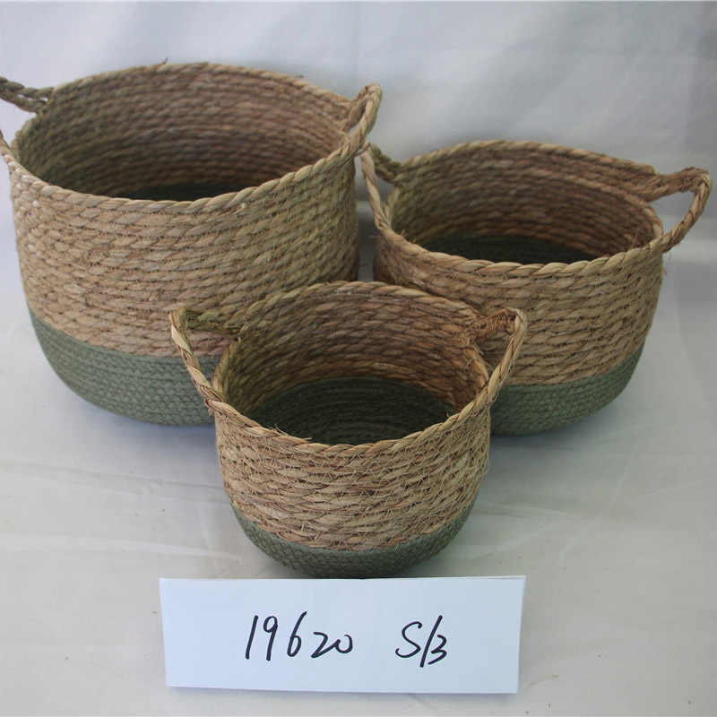 حبل ورق منسوج من الأعشاب البحرية متعدد الوظائف رف سلال مطبخ للتخزين