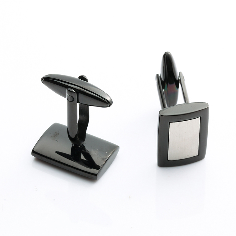 اثنين من لهجة الأسود تصفيح الفولاذ المقاوم للصدأ أزرار أكمام الصين مورد المجوهرات الرجال أزرار أكمام