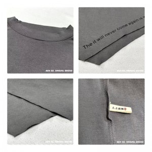 سهل تصميم بسيط جولة الرقبة نمط الخياطة الأكمام عارضة القطن الخالص الكتان سوبر مخصص 12631 تي شيرت