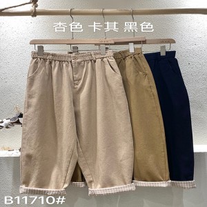 السيدات السراويل فضفاض ، ومناسبة لأي مناسبة ، والأكثر راحة نمط عارضة من القطن والكتان العرف 11710 أزياء سراويل فضفاضة