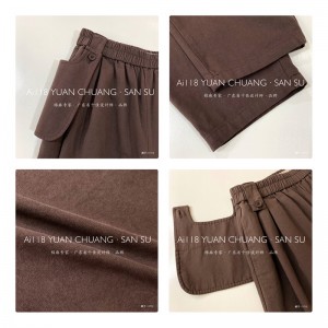 سروال نسائي فضفاض مصمم ليناسب أي مناسبة ، أكثر راحة بنمط غير رسمي قطن كتان مخصص 11713 بنطلون أنيق وفضفاض