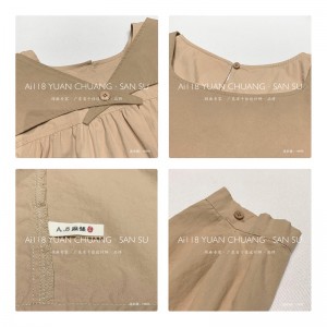 تصميم فضفاض مناسب الحد الأدنى أنيق غير رسمي بلون مطبوع من القطن والكتان فساتين قميص 19595 مخصصة كبيرة الحجم