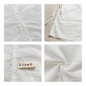 تصميم بسيط فضفاض جولة الرقبة نمط الخياطة الأكمام نمط عارضة القطن الخالص الكتان 12638 المتضخم مخصص وهمية قطعتين سترة رياضية