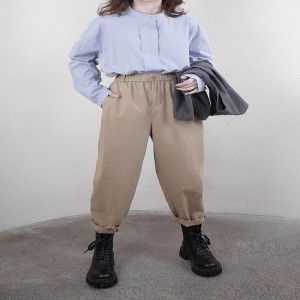 سهل تصميم بسيط عارضة أزياء لون الصلبة شريط منقوش كبير مخصص 17718 جولة الرقبة القميص