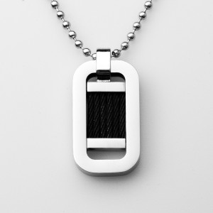 الجملة الفولاذ المقاوم للصدأ اثنين من لهجة الأسود ستي سلك قلادة قلادة