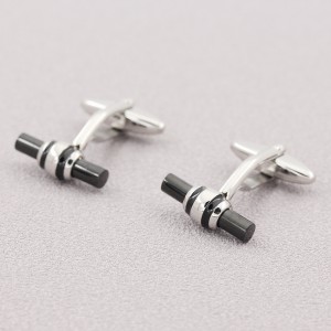 أزرار أكمام مطلية باللون الأسود للرجال من الفولاذ المقاوم للصدأ للهدايا