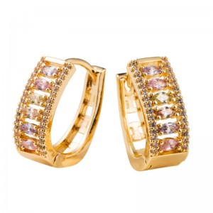 أقراط Dongdaemun، أقراط مزاج بشعبية ذات طبيعة، زركون مرصع بالنحاس والأقراط الذهبية الزجاجية