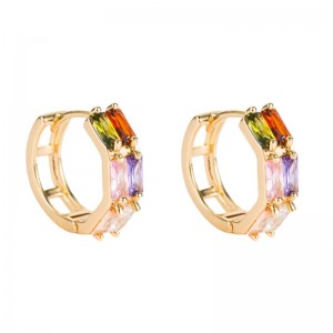 المصدر عبر الحدود التجارية التجارة الخارجية هندسية صف مزدوج الزركون أقراط الإناث النحاس البصرية اللون الزركونيوم الهيب هوب القر...