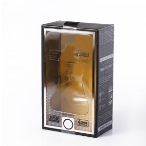 طباعة الحيوانات الأليفة نافذة شاحن سيارة usb كابل مربع فاخر أسود صناديق التعبئة والتغليف USB