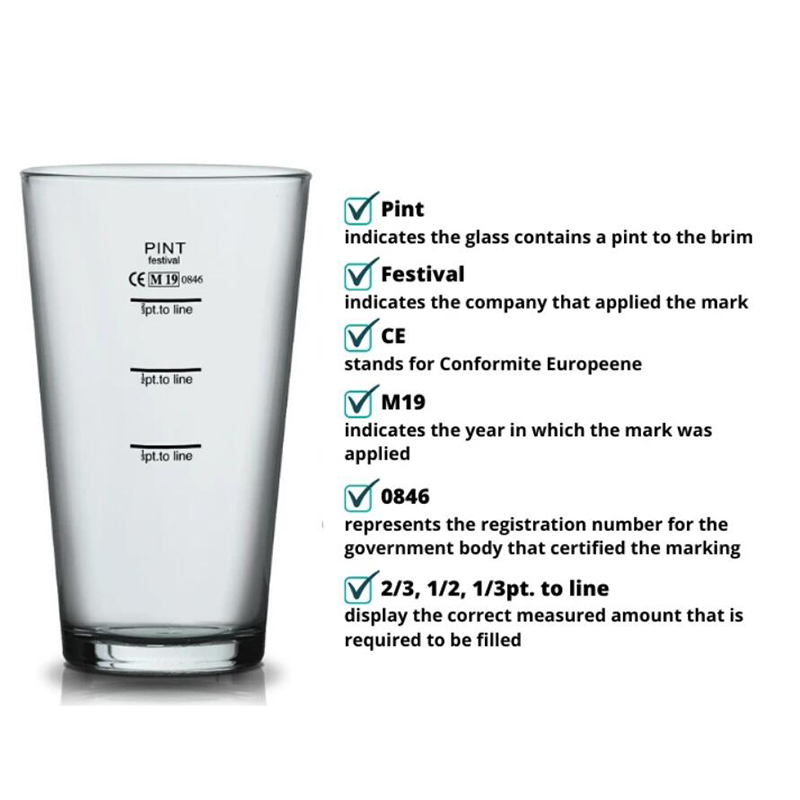 ماذا العلامات م والآخر على زجاج نصف لتر تعني?