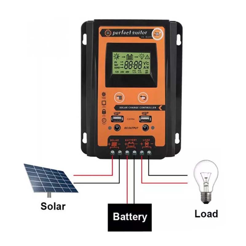 PWM 30A 12V 24VDC الشمسية شحن بطارية منظم تحكم الألواح الشمسية مع عرض مزدوج USB إخراج شاشة LCD