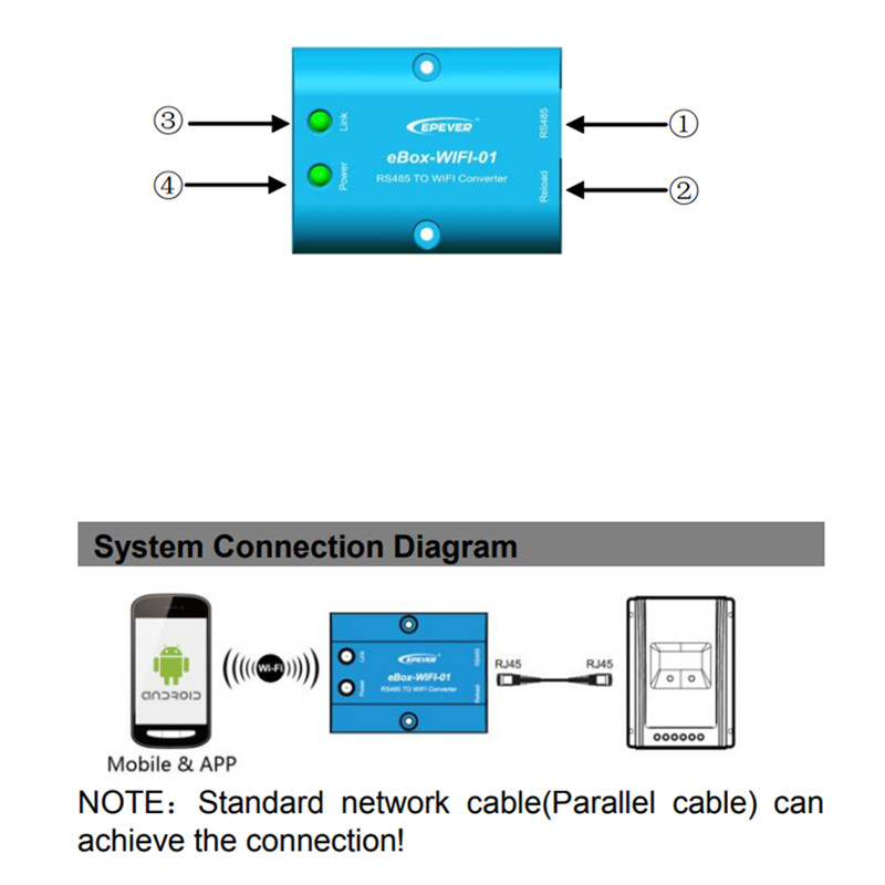 WiFi Serial Server RS485 إلى تطبيق دعم WIFI ل Coalr Controller Inverter Epsolar LSB VS-A VS-BN Tracera Tracer-BN Shi