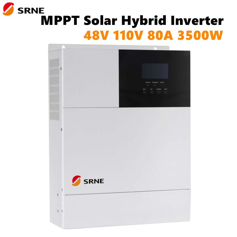 SRN MPPT الشمسية الهجين تهمة العاكس 80A تحكم ماكس 3500 واط خيوط موجة جيبية العاكس 48 فولت 110 فولت PV فولت 145V 50HZ 60HZ خارج الشبكة