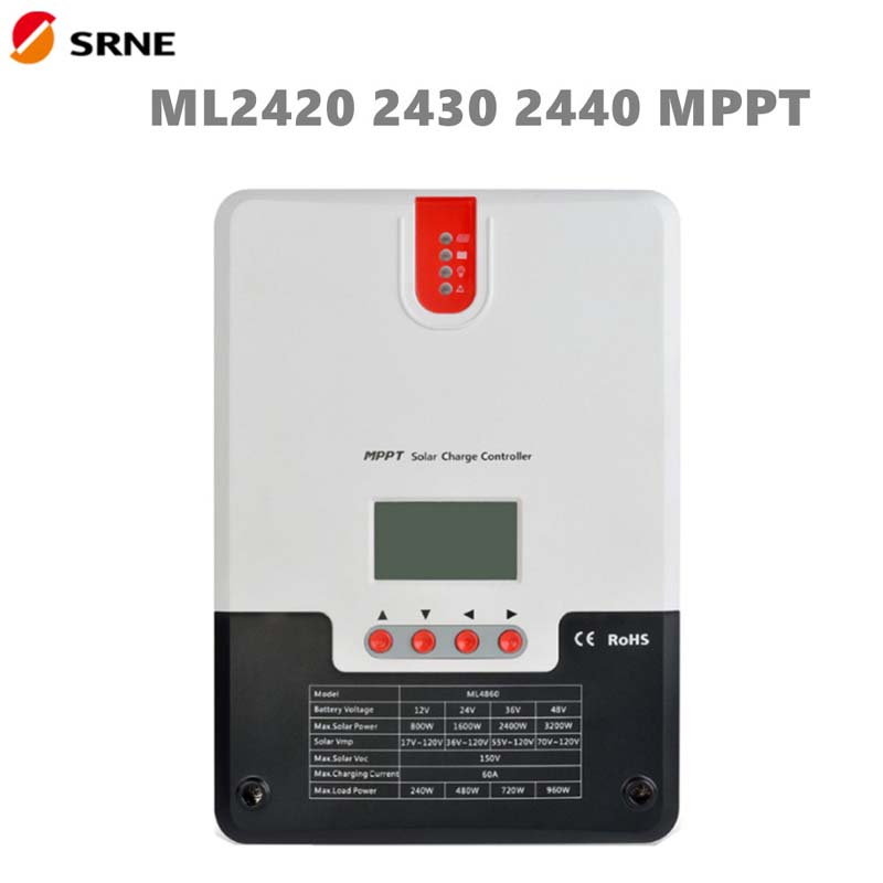 SRN MPPT الشمسية تهمة تحكم 20A 30A 40A 12V24V LCD MAX100V SOALR لوحة منظم للشبكة الرصاص الحمض جل ليثيوم أيون