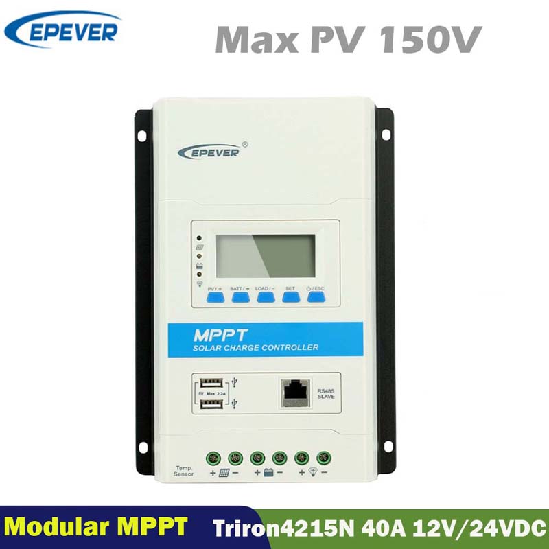 Epever 40A Triron4215N وحدات MPPT الشمسية تهمة تحكم 12V24VDC MAX.150V PV PV شاشة LCD لوحة تحكم منظم