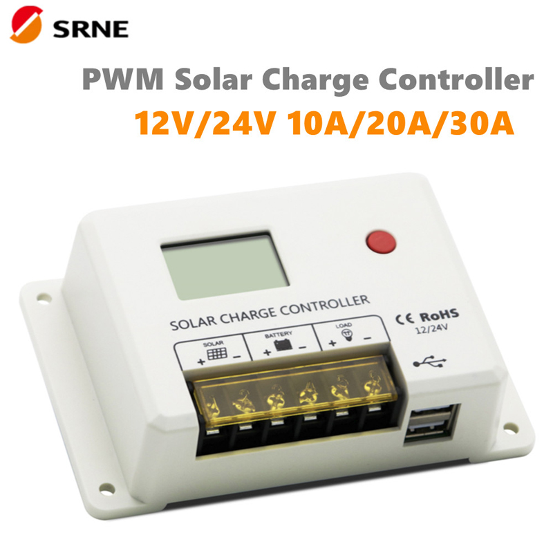 جديد srne pwm 10a 20a 30a الشمسية تهمة تحكم 12 فولت 24 فولت السيارات شاشة lcd المزدوج USB 5V/2A منفذ الرصاص بطارية ليثيوم الحمض