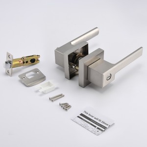 S7809 رافعة باب الخصوصية المربعة المعاصرة لغرفة النوم أو الحمام ، مقابض باب القفل بدون مفتاح في الساتان النيكل