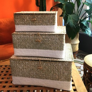 المربع المنسوجة الأعشاب البحرية مع التخزين المغطاة