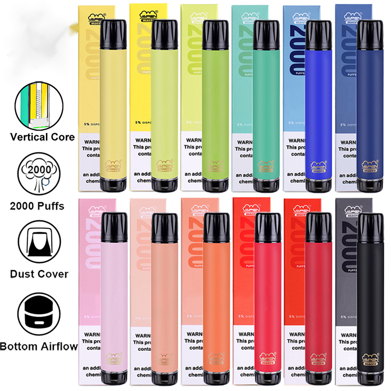 أصيلة Vapen الماكرو 2000 نفث المتاح vape القلم مع لفائف عمودي زائد xxl xtra إضافي فليكس البارات مملوءة بارات e cigs vaporiz