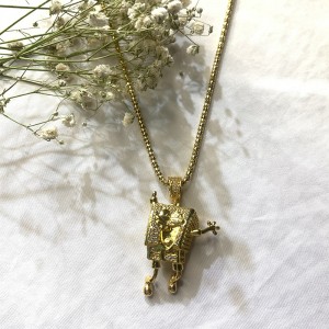 مطعمة الزركون سبونجبوب هيب هوب قلادة