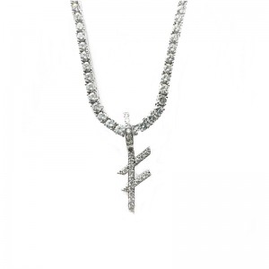 مجوهرات عالية الجودة مخصص اسم الحروف الفضية القلائد قلادة سحر مع سلسلة التنس الفضة