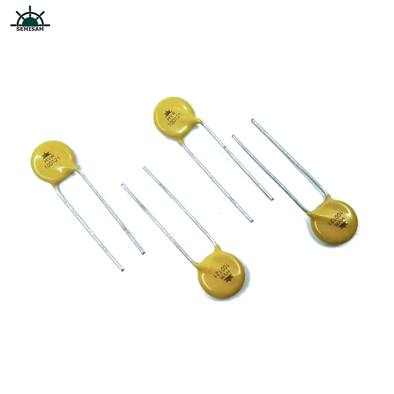 الصين المقاوم المورد ODM الأصفر السيليكون 10D121 قطرها 10 ملليمتر أكسيد المعادن varistor لمضاءة LED