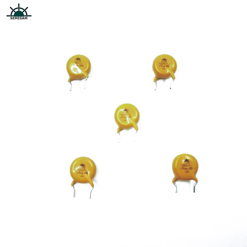 الصين ODM مكونات الإلكترونيات السلبية، الأصفر mov 10mm HVR10D621K أكسيد الزنك varistor
