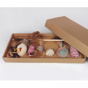 الحيوانات الأليفة رود خشبي ريشة مضحك القط عصا مزيج القط لعبة مجموعة مربع سبعة قطعة الماوس السيزال الكرة مضحكة القط قطعة أثرية