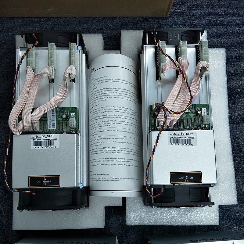 Bitcoin Miner Generic Antminer S9 13.5T 13500GH/S، 0.098 J/GG كفاءة الطاقة، 13.5th/S Bitmain S9 16NM 1372W BM1387، مع امدادات الطاقة