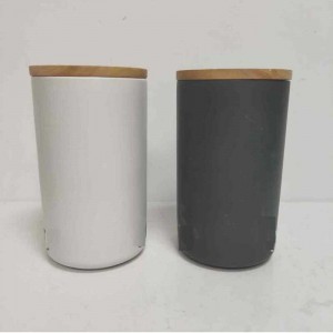 الجملة الجولة الطويلة مع غطاء خشبي السيراميك ستون أدوات تخزين جرة