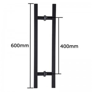 SS-031 أسود عالي الجودة من الفولاذ المقاوم للصدأ الزجاجية دفع قبضة مقبض ح الشكل المزدوج ، 24 بوصة مقبض الباب انزلاق مربع