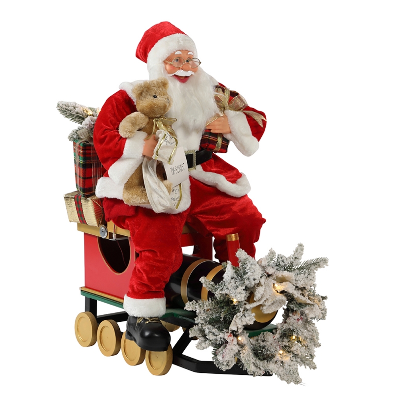 60/90cm قطار عيد الميلاد سانتا كلوز مع إضاءة حلية زخرفة مهرجان عطلة تمثال جمع عيد الميلاد التقليدية