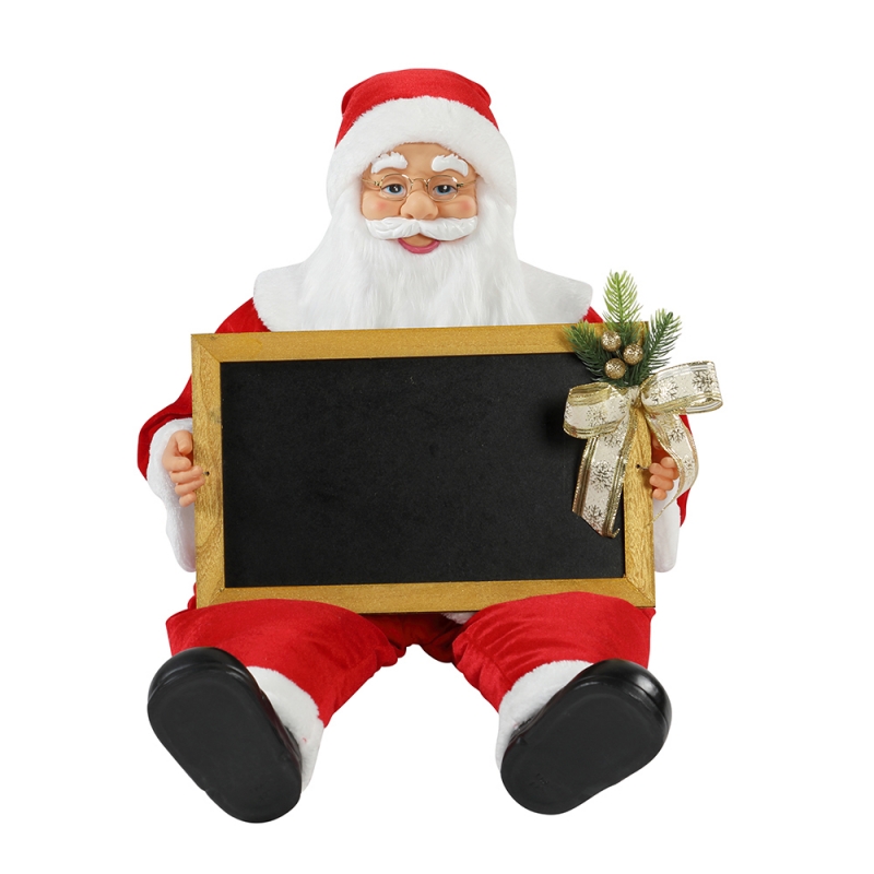 60/80cm عيد الميلاد يجلس سانتا كلوز مع blackboad عطلة الموسيقية زخرفة الديكور التمثال جمع عيد الميلاد التقليدية