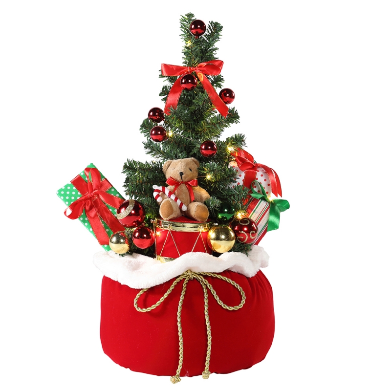 60 سنتيمتر عيد الميلاد الدب شجرة المنزل عرض الهدايا حقيبة led عطلة زخرفة الديكور تمثال حزب مجموعة أضواء شجرة عيد الميلاد