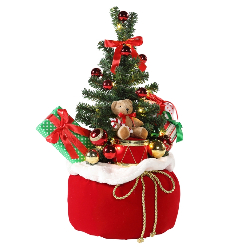 60 سنتيمتر عيد الميلاد الدب شجرة المنزل عرض الهدايا حقيبة led عطلة زخرفة الديكور تمثال حزب مجموعة أضواء شجرة عيد الميلاد
