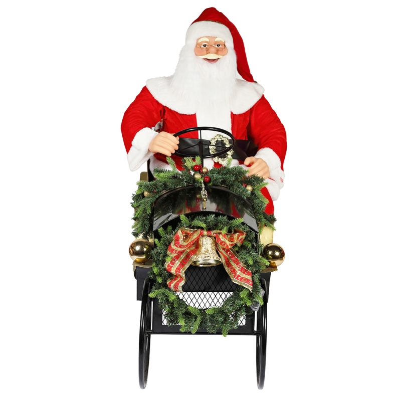 150CM يجلس مزلقة سانتا كلوز مع إضاءة حلية عيد الميلاد الديكور التقليدية عطلة التمثال جمع