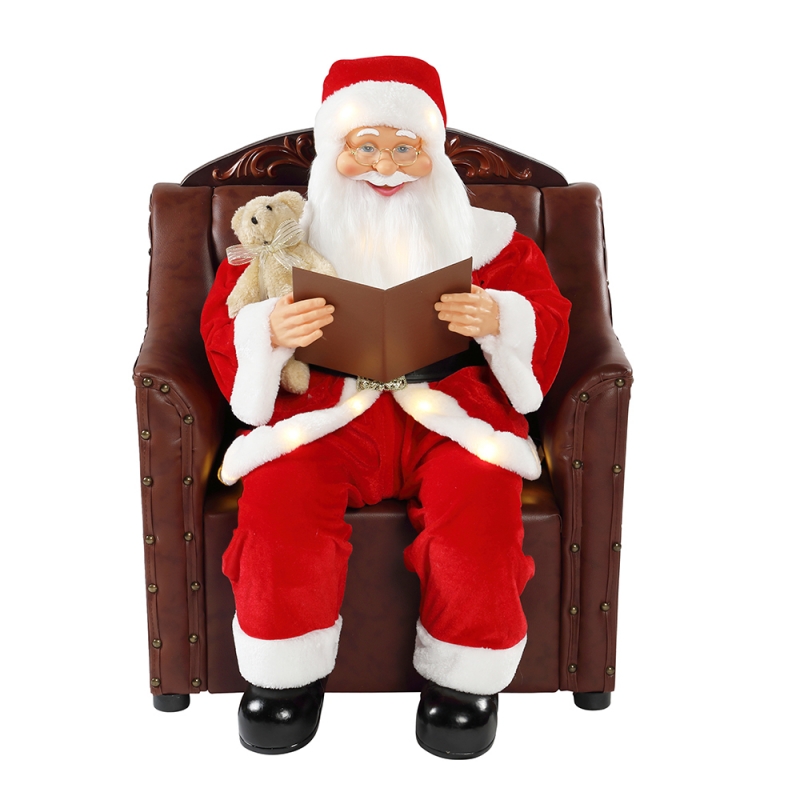 80 سنتيمتر أريكة سانتا كلوز مع إضاءة الموسيقية زخرفة عيد الميلاد عطلة عطلة التمثال جمع عيد الميلاد التقليدية