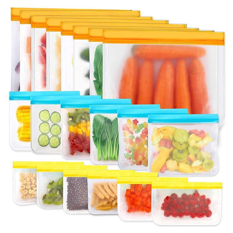 مخصصة الجملة أكياس تخزين قابلة لإعادة الاستخدام، BPA أكياس الغذاء السيليكون الحرة