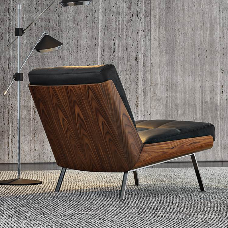 الاسلوب الإيطالي فندق الردهة الخشبية الحديثة الفاخرة جلد طبيعي صالة كرسي لغرفة المعيشة أثاث