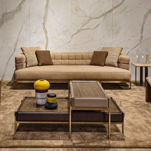 مزيج الحد الأدنى الإيطالي تصميم التعشيش الساقين الفولاذ المقاوم للصدأ مستطيل الخشب الطبيعي نهاية الجدول طاولة القهوة الجلود