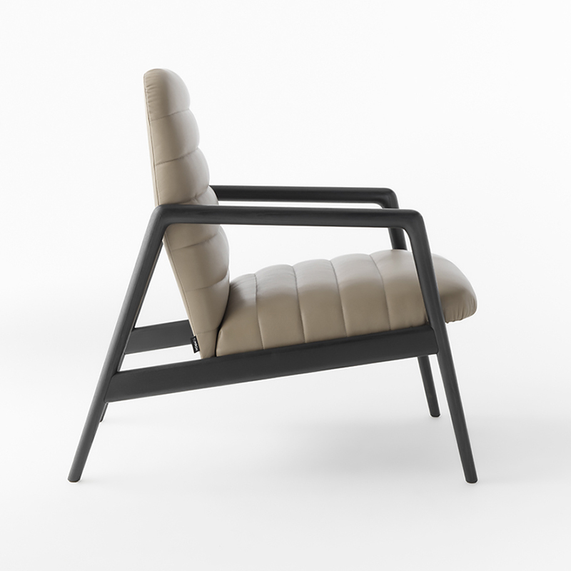 الإيطالية تصميم الحد الأدنى صالة الخشب كرسي واحد أريكة الجلود الذراع كراسي غرفة المعيشة